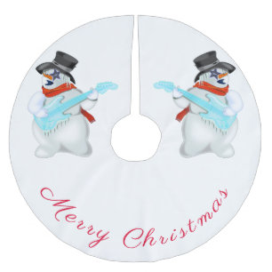 Christmas Tree Skirt Snowman with Guitar