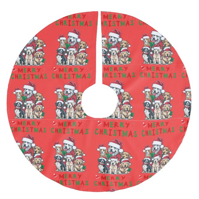 Christmas tree skirt with dogs (Front)