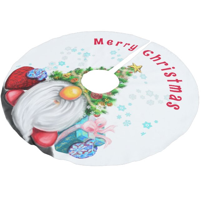 Christmas Tree Skirt with Gnome (Angled)