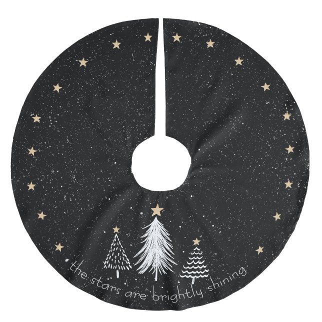 Christmas Tree Skirt with Gold Stars (Front)