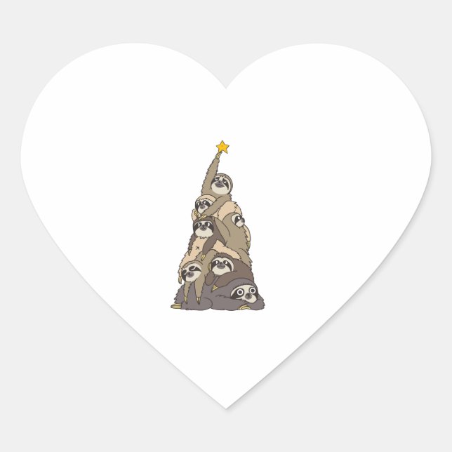 Christmas Tree Sloths  Heart Sticker (Front)