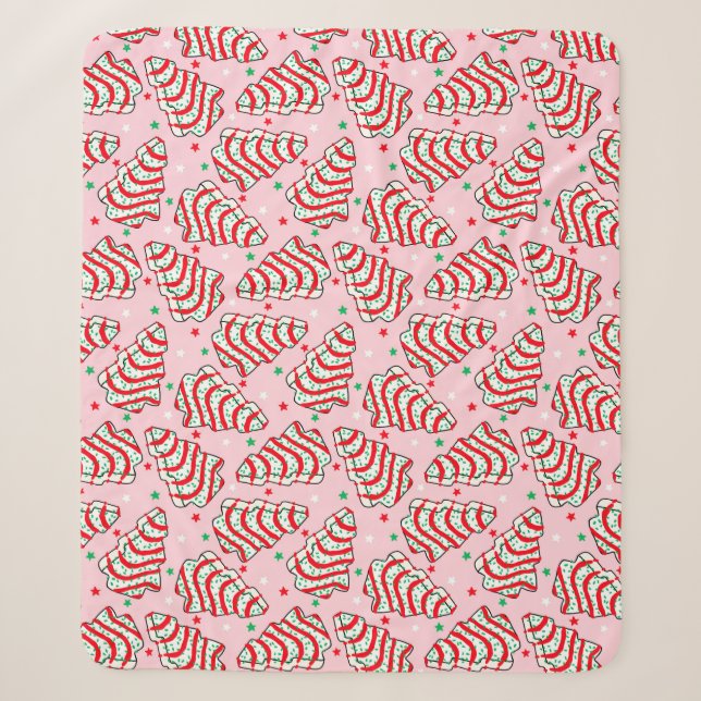 Christmas Tree Snack Cake Sherpa Blanket (Front)