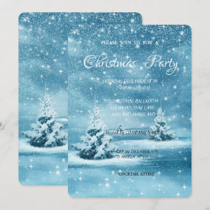 Christmas Tree, Snow CorporateChristmas Party Invitation