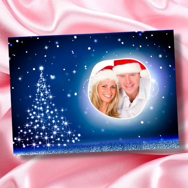 Christmas Tree Snow Custom Photo 2 Side Design Holiday Card (Creator Uploaded)