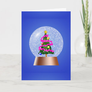Christmas Tree Snow Globe Holiday Card