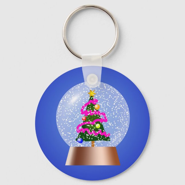 Christmas Tree Snow Globe Keychain (Front)