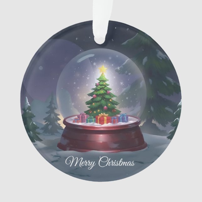 Christmas Tree Snow Globe  Ornament (Front)