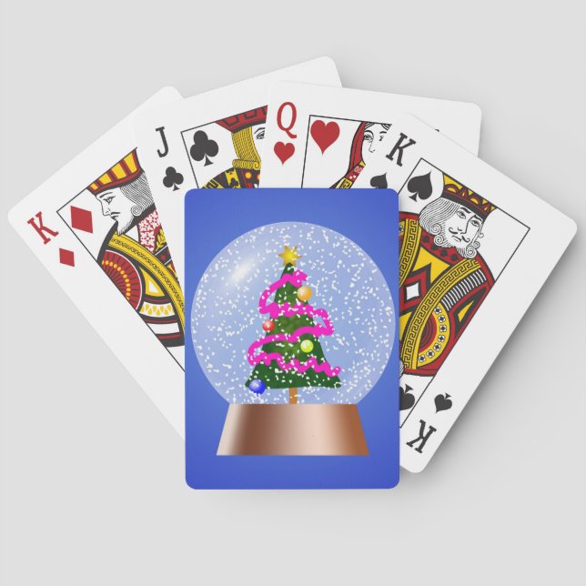 Christmas Tree Snow Globe Playing Cards (Back)