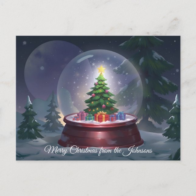 Christmas Tree Snow Globe Postcard (Front)