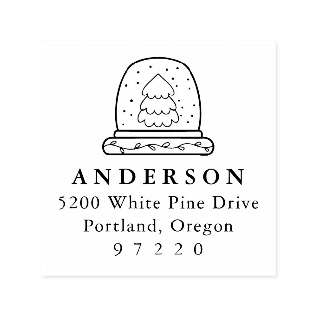 Christmas Tree Snow Globe Return Address Self-inking Stamp (Design)