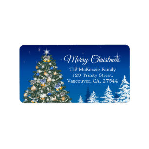 Christmas Tree Snow Merry Christmas address label