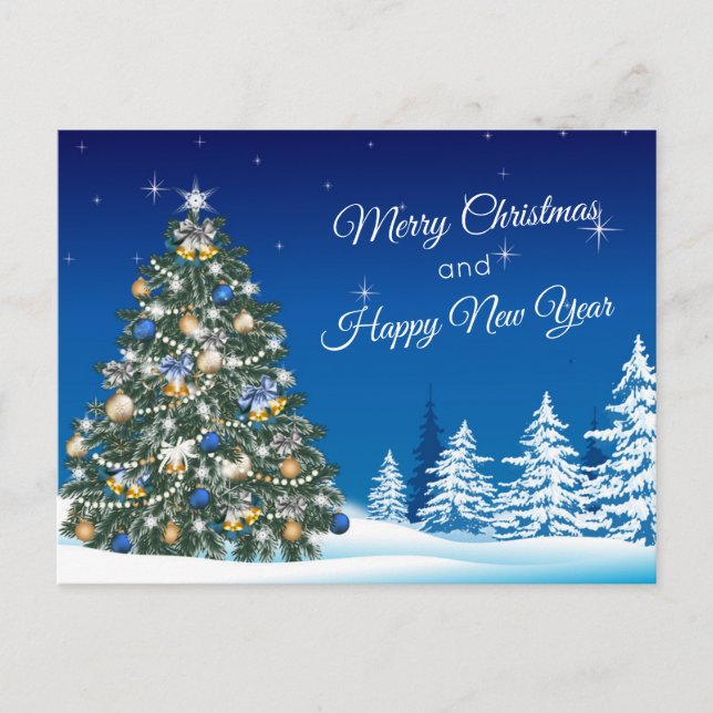 Christmas Tree Snow Merry Christmas Business Postcard (Front)