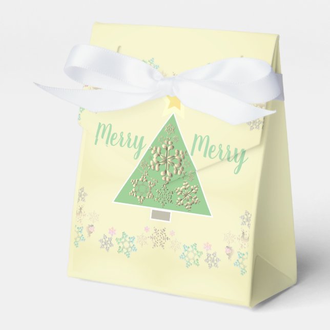 Christmas Tree Snowflake Favour Box (Front Side)