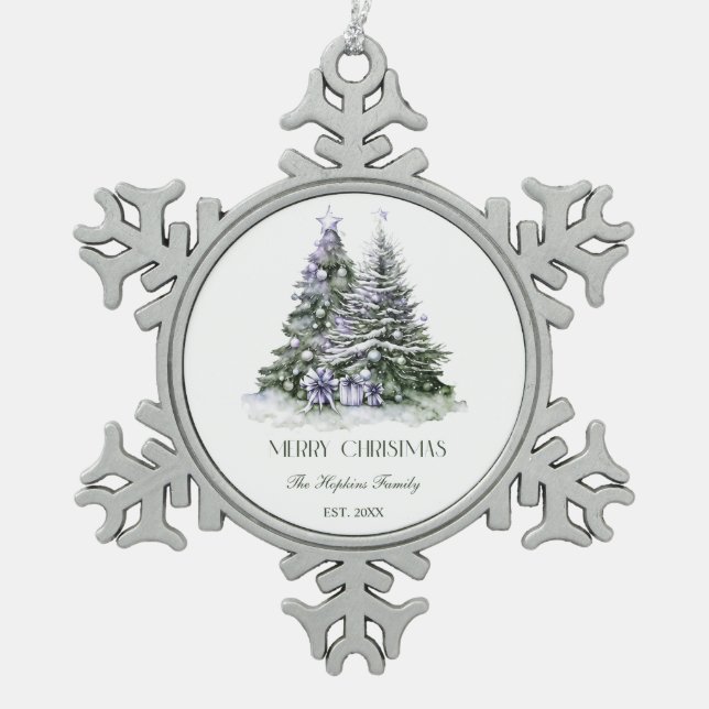 Christmas Tree Snowflake Framed Ornament (Front)