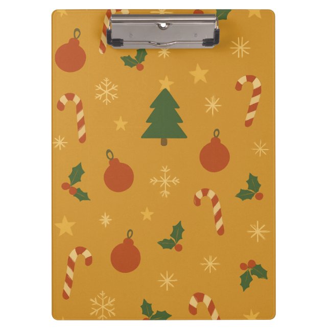 Christmas Tree, Snowflake & Holly Repeating  Clipboard (Front)