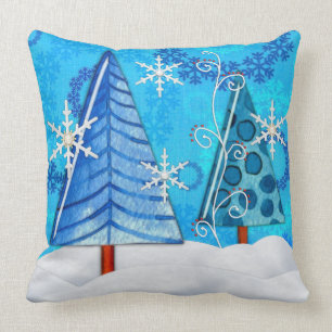 Christmas Tree & Snowflake Jeweled Throw Pillow