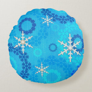 Christmas Tree & Snowflake Jewelled Round Pillow