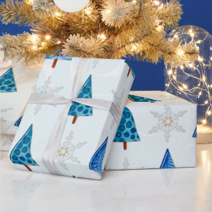 Christmas Tree & Snowflake Jewelled Wrapping Paper