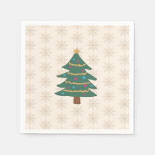 Christmas Tree Snowflake Pattern Holiday Napkin