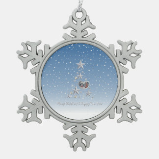 Christmas tree snowflake pewter christmas ornament