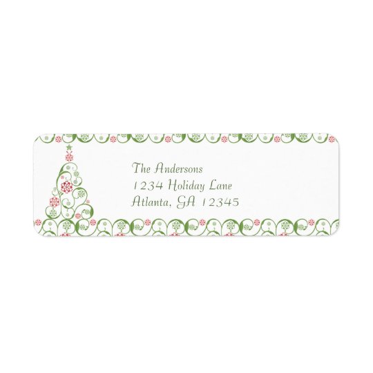 Christmas Tree Snowflake Swirl Christmas Return Return Address Label