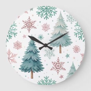 Christmas Tree & Snowflake Wall Clock