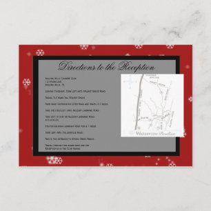Christmas Tree Snowflakes Red Wedding Directions Enclosure Card