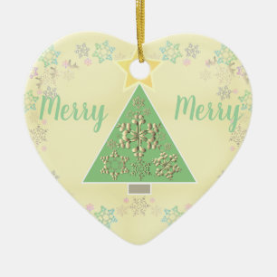 Christmas Tree & Snowflakes Your Text Ceramic Ornament