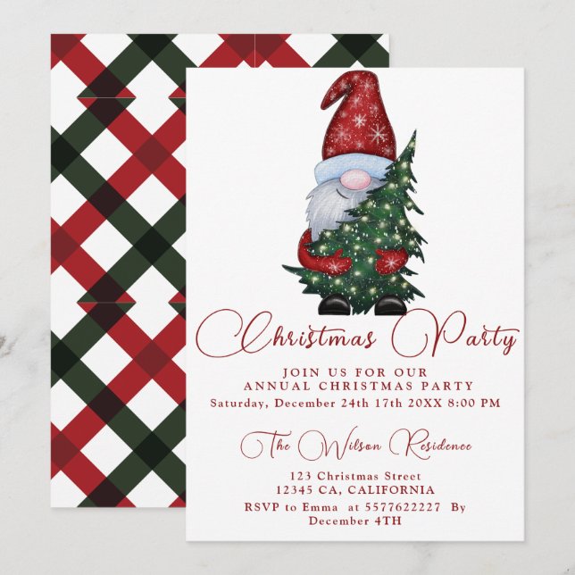 Christmas Tree Snowman Fête de Noël Invitation (Devant / Derrière)