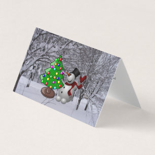 Christmas Tree, Snowman, Snow Scene Tent Fold Card