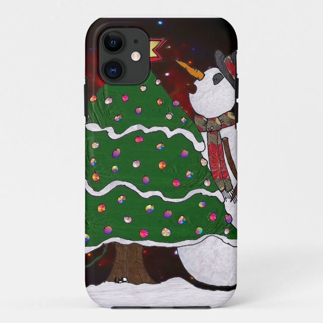 Christmas Tree Snowman Surprise Art Print Case-Mate iPhone Case (Back)