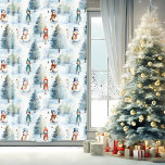 Christmas Tree Snowman Watercolor Pattern Blackout Curtains<br><div class="desc">Curtain featuring a watercolor pattern with snowmen,  pine trees and cute girls in Christmas outfit. Perfect for Christmas holiday with the family. You can scale the pattern if you like!</div>