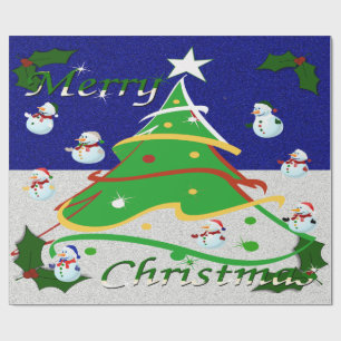 Christmas Tree & Snowmen  - Wrapping Paper