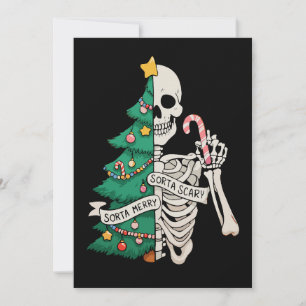 Christmas Tree Sorta Merry Sorta Scary Skeleton Holiday Card