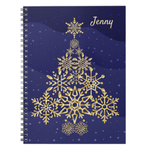 Christmas Tree Spiral Photo Blue Notebook