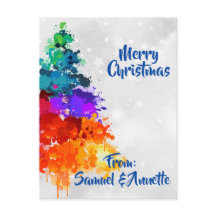 Christmas Tree, Splatter Paint, Primary Colors 