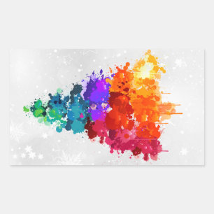Christmas Tree, Splatter Paint, Primary Colours Sticker