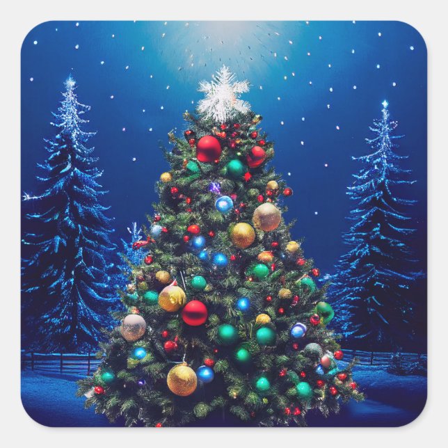Christmas Tree Square Sticker (Front)
