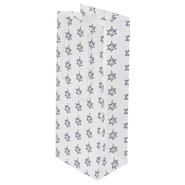 Christmas Tree Star of David Wine Gift Bag (Front Angled)