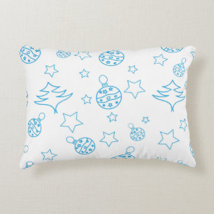 Christmas tree, stars and balls - simple seamless accent pillow