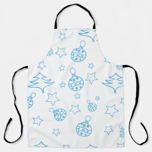 Christmas tree,  stars and balls - simple seamless apron