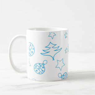Christmas tree, stars and balls - simple seamless coffee mug