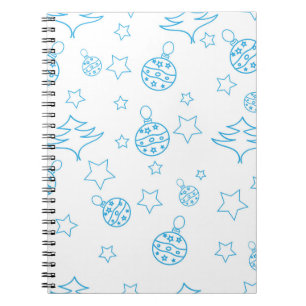 Christmas tree, stars and balls - simple seamless notebook