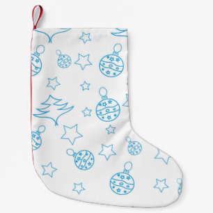 Christmas tree, stars and balls - simple seamless small christmas stocking