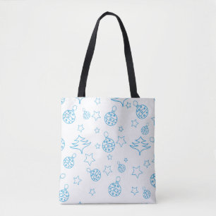 Christmas tree,  stars and balls - simple seamless tote bag