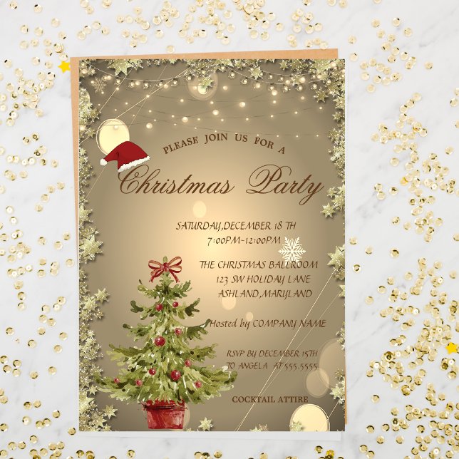 Christmas Tree,Stars Christmas Company Party Invitation (Creator Uploaded)