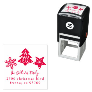 Christmas Tree Stars Return Address Self-inking Stamp
