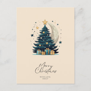 Christmas Tree Stars The Moon Holiday Postcard