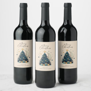 Christmas Tree Stars The Moon Wine Label