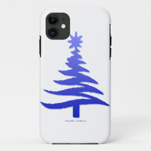 Christmas Tree Stencil Cobalt Blue iPhone 11 Case